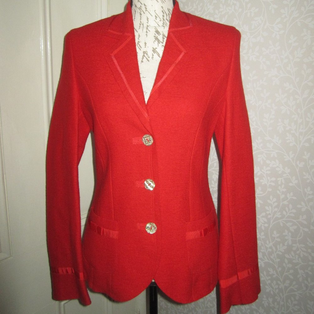 Steinbock Austria red wool 3 button blazer, size 6